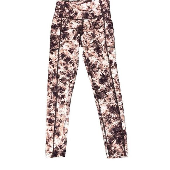 Calvin Klein Performance 7/8 Leggings Brown Tan Tie Dye High Waist XS NWT $78 - Picture 1 of 10